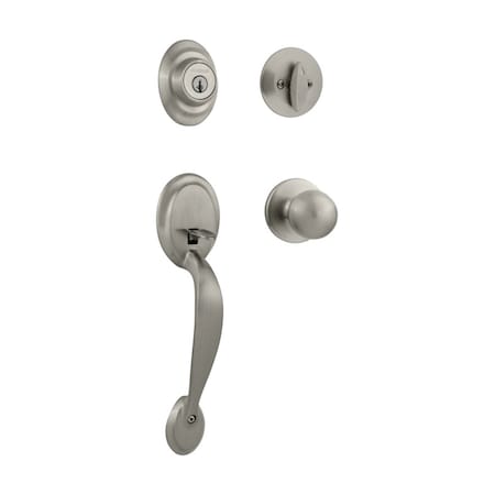 Kwikset Kwikset SmartKey Dakota/Polo Satin Nickel Entry Handleset KW1 1-3/4 in. 96870-090